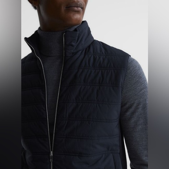 Reiss navy William quilted gilet vest - Picture 5 of 10